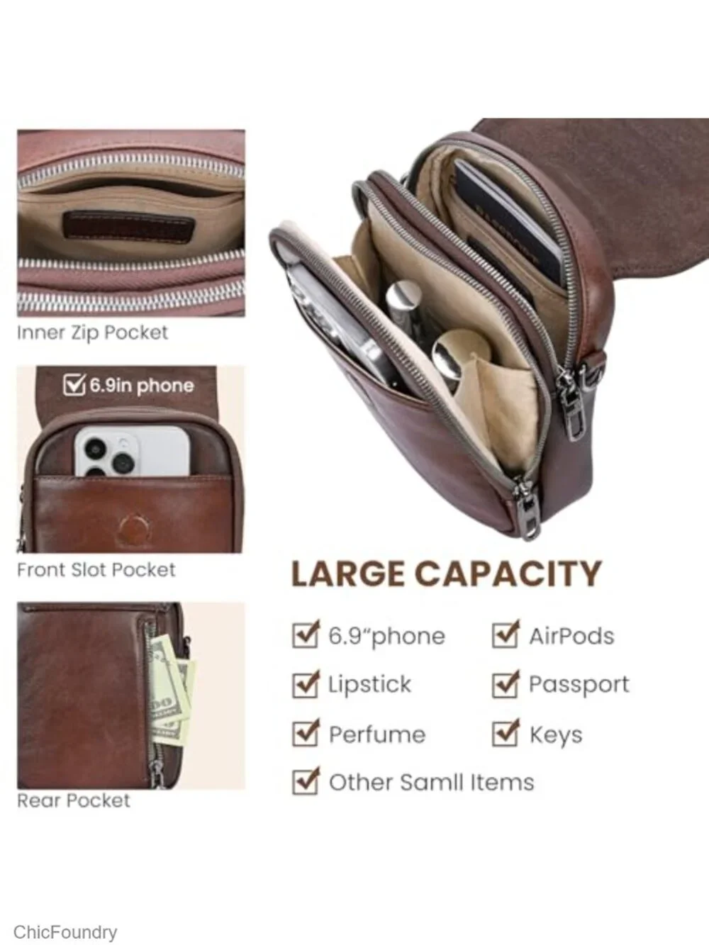 Small Leather Crossbody Bag Women RFID Blocking Anti-Theft Phone Purse Card